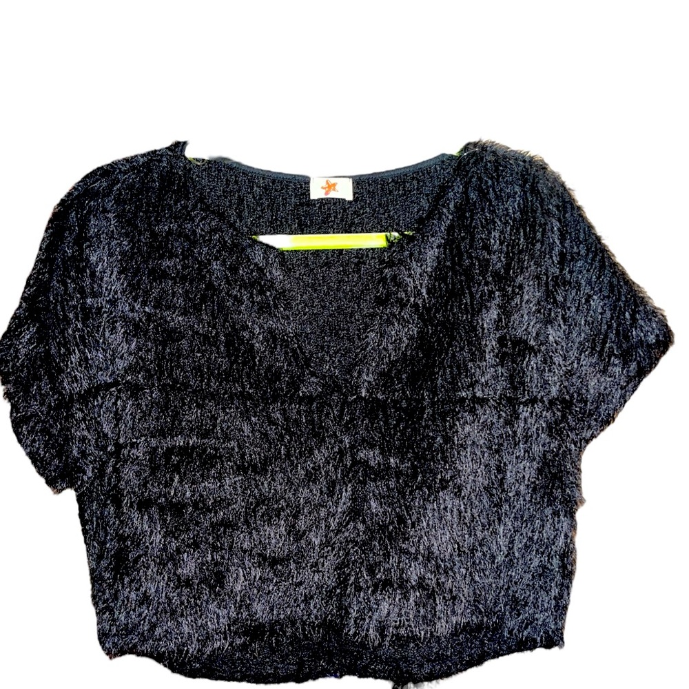 blue leopard - High low crop top 2X lightweight sweater